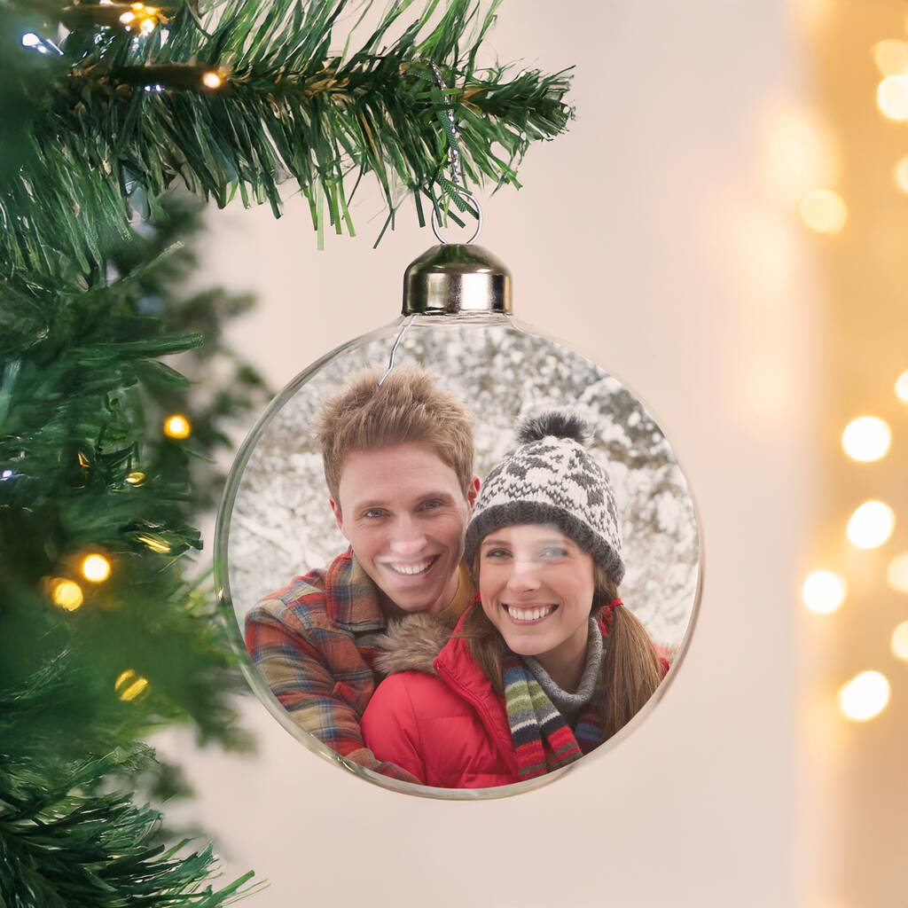 Personalised Photo Upload Glass Christmas Bauble, 1 of 5
