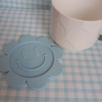 Set Of Two Retro Smiley Flower Coasters, 2 of 3
