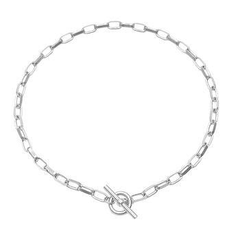 Sterling Silver Chunky Chain Link T Bar Necklace, 3 of 6