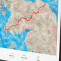 Personalised Watercolour Route Map Framed Art For Any Cycle, thumbnail 2 of 6