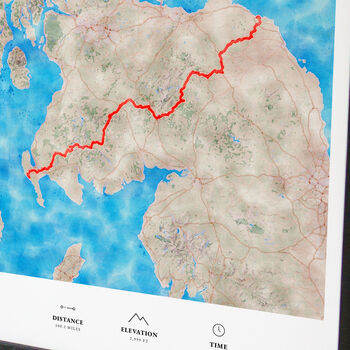 Personalised Watercolour Route Map Framed Art For Any Cycle, 2 of 6