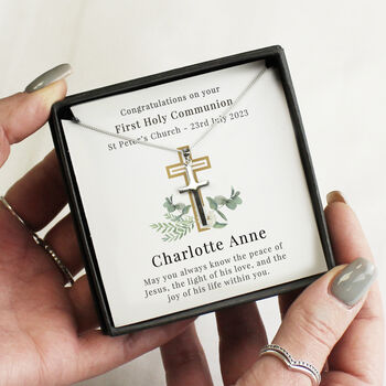 Personalised Floral Cross Necklace And Box, 3 of 6