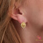Gold Filigree Flower Hook Earrings, 18k Gold Vermeil, thumbnail 1 of 9