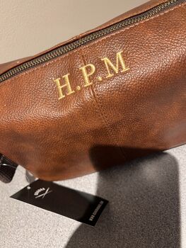 Personalised Wash Bag Full Grain Leather Look Nu Hide Pu, 6 of 9