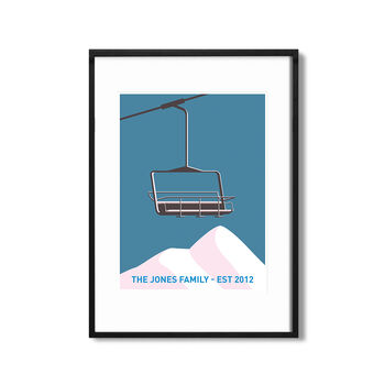 Personalised Ski Lift And Mountains Art Print, 5 of 6