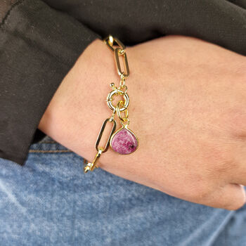 18ct Gold Plated Ruby July Birthstone Bracelet, 2 of 3