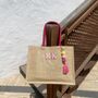 Personalised Square Jute Pom Pom Beach Shopper Tote Bag, thumbnail 1 of 5