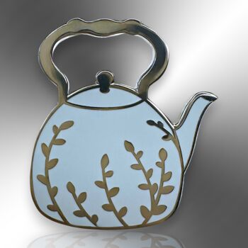 Kettle Teapot Hard Enamel Pin With Silver Decoration, 3 of 8