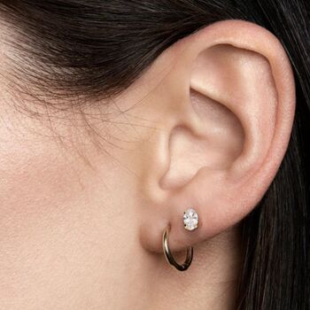 9ct Gold Solitaire Oval Earring Studs, 2 of 5