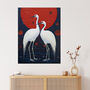 Celestial Cranes Red Blue Heron Birds Wall Art Print, thumbnail 1 of 6