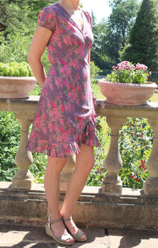 Floral Cotton Voile Wrap Over Dress, 2 of 3