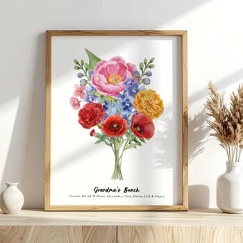 Personalised Birth Flower Grandma's Bunch Print, 4 of 12