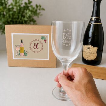 Personalised 80th Birthday Gift Engraved Wine Glass, 3 of 9