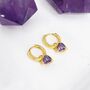 Sterling Silver Amethyst Purple Trillion Cut Cz Hoop Earrings, thumbnail 3 of 12