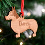 Personalised Corgi Wooden Dog Christmas Tree Decoration, thumbnail 1 of 4
