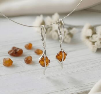 Handmade Baltic Amber And Sterling Silver Drop Earrings, 2 of 4
