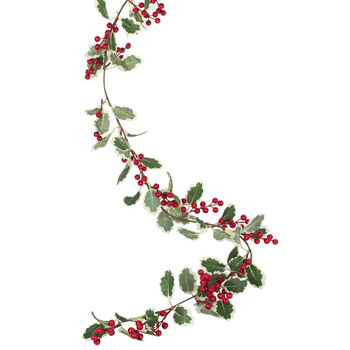 Berry And Holly Christmas Foliage Garland Decoration, 2 of 2