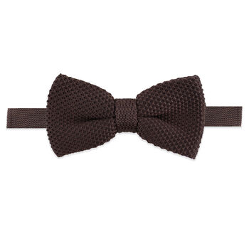 Men's Knitted Bow Tie In Dark Brown | Perfect Wedding Neck Tie For Groomsmen | Gents Woven Tie, 8 of 10