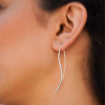 Sterling Silver Wave Drop Earrings, 3 of 6