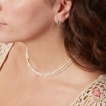 Blue Topaz, Tourmaline And Peridot Stud Drop Earrings, 2 of 8