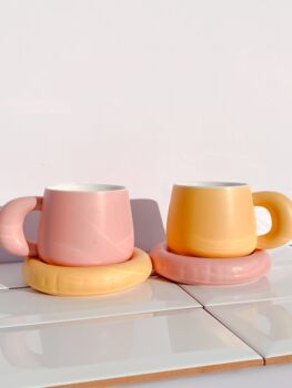 Cushion Club Ceramic Mug And Saucer Set Apricot, 5 of 6