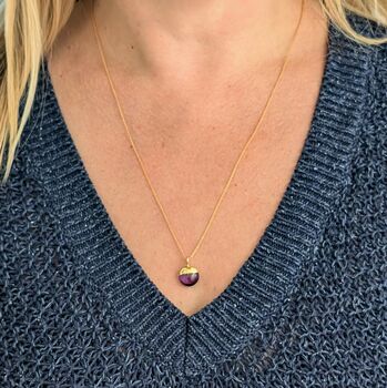 The Orb Amethyst February Birthstone Necklace, Calm And Protection, Gold, 5 of 7