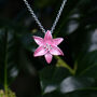 Lily Pink Star Gazer Flower Pendant Necklace, thumbnail 1 of 3