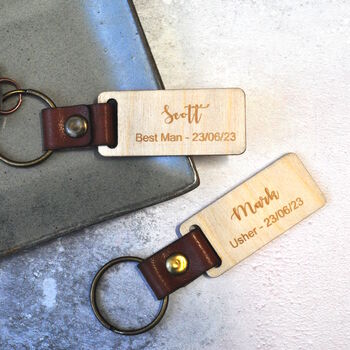Best Man Leather And Wood Keyring, 2 of 4