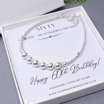 60th Birthday Bracelet Sterling Silver, Beatrice, 4 of 7