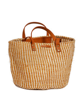 Gold And Natural Pinstripe Sisal Shopper, 3 of 5