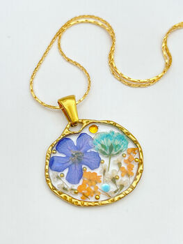 Necklace Handmade With Flowers In Vintage Colours, 3 of 10