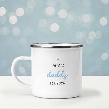 Personalised Daddy Est Enamel Mug Gift From Baby, 2 of 5