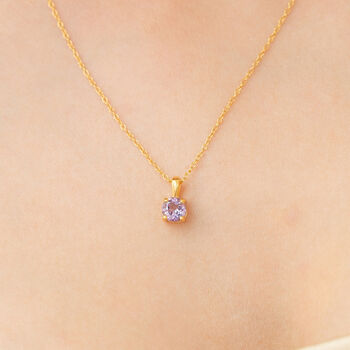 Lavender Amethyst Solitaire Pendant Necklace In Silver And Gold, 7 of 11