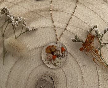 Autumn Pressed Flowers Filled Pendant Necklace, 5 of 5