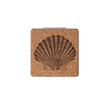 Cork Compact Mirror With Shell Illustation In Gift Box, 2 of 2