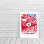 Man United Football Gift Old Trafford Manchester Stadium Art Map A3 Print, thumbnail 3 of 4