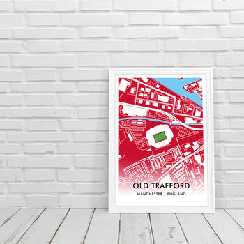 Man United Football Gift Old Trafford Manchester Stadium Art Map A3 Print, 3 of 4