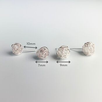 Sterling Silver Wire Ball Stud Earrings, 2 of 6