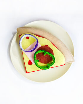 Felt Pizza Play Food Set: Buildable Toy With Toppings, 3 of 6