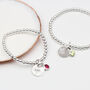 Personalised Silver Birthstone And Flower Bracelet, thumbnail 1 of 5