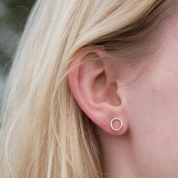 Handmade Simple Sterling Silver Circle Studs, 2 of 6