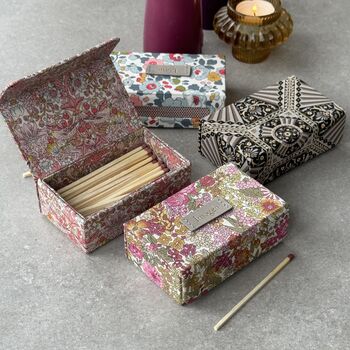 Personalised Refillable Liberty Fabric Matchbox With Leather Detail, 10 of 10