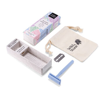 Reusable Safety Razor With Five Blades And Travel Bag, 11 of 11