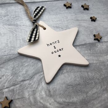 Children's Names Ceramic Father's Day Hanging Star, 2 of 5