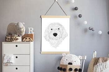 Custom Line Colour Portrait Personalised Dog Cat Art, 2 of 7