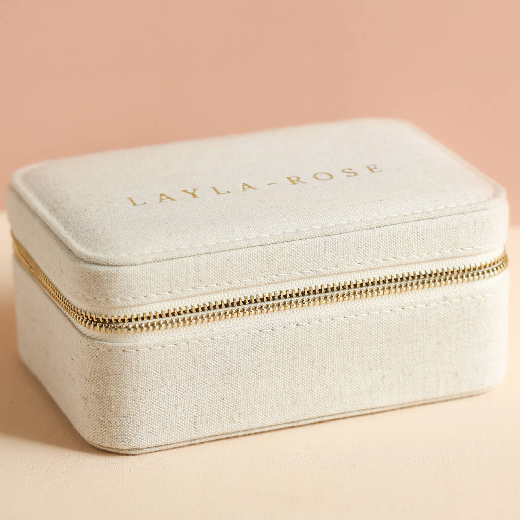 Personalised Natural Linen Jewellery Case, 1 of 9