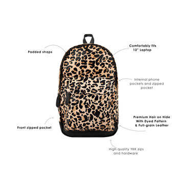 Classic Leather Backpack In Leopard Print Pony Hair, 5 of 10