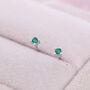 Sterling Silver Extra Tiny Sterling Silver Emerald Green Cz Stud Earrings, thumbnail 2 of 12