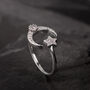 Adjustable Star And Moon Ring With Moonstone And Cz, thumbnail 1 of 2