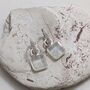 The Faceted Square Blue Topaz Gemstone Hoop Earrings, Silver, thumbnail 1 of 6